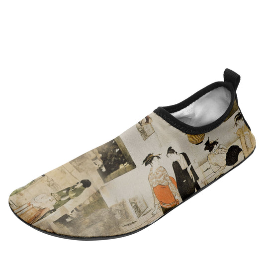 custom printed aqua shoes 1902 ukiyo-e matchmaking by president kiyonaga torii beach wading shoes custom logo brand name