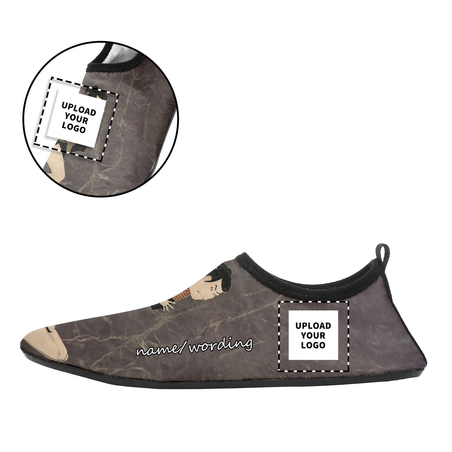 Customized Printed Aqua Shoes 1902: Ukiyo-e the Slave Edo Soldier of Otani Oniji III Beach Wading Shoes custom logo brand name