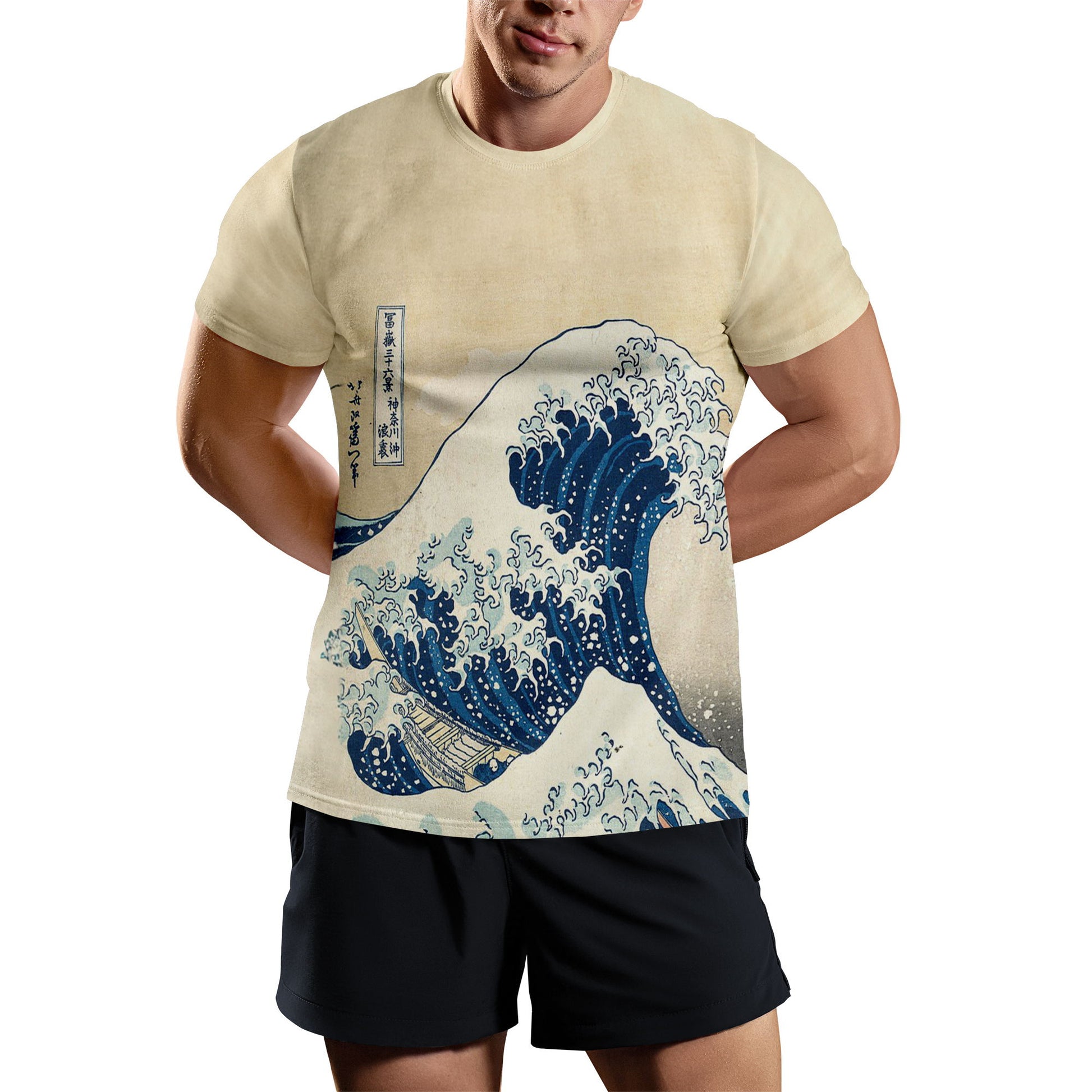 personalized custom printed t-shirts ukiyoe katsushika hokussai's the great wave off kanagawa short sleeve tee summer 2