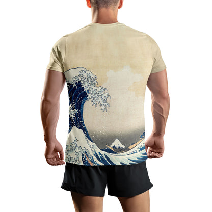 personalized custom printed t-shirts ukiyoe katsushika hokussai's the great wave off kanagawa short sleeve tee summer 4