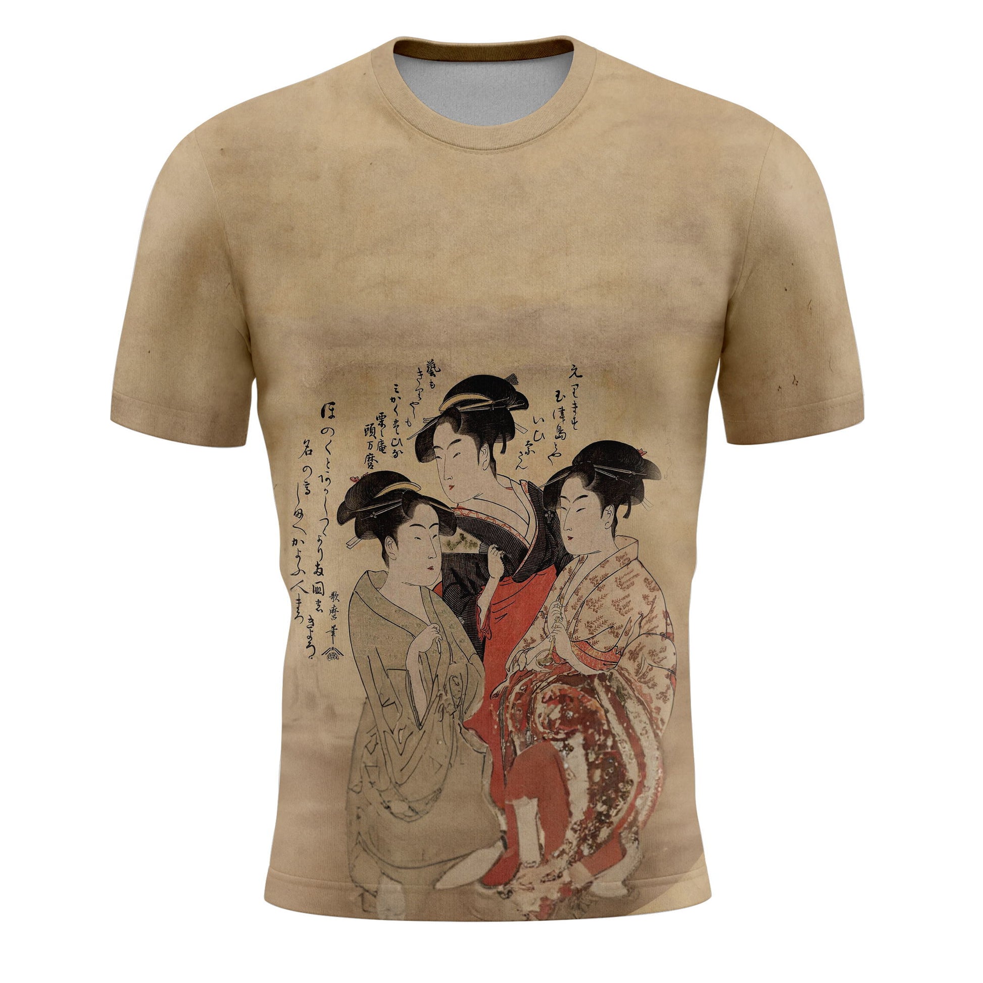 personalized custom printed t shirts ukiyo-e kitagawa utamaro's three beauties of the present day short sleeve tee summer 4