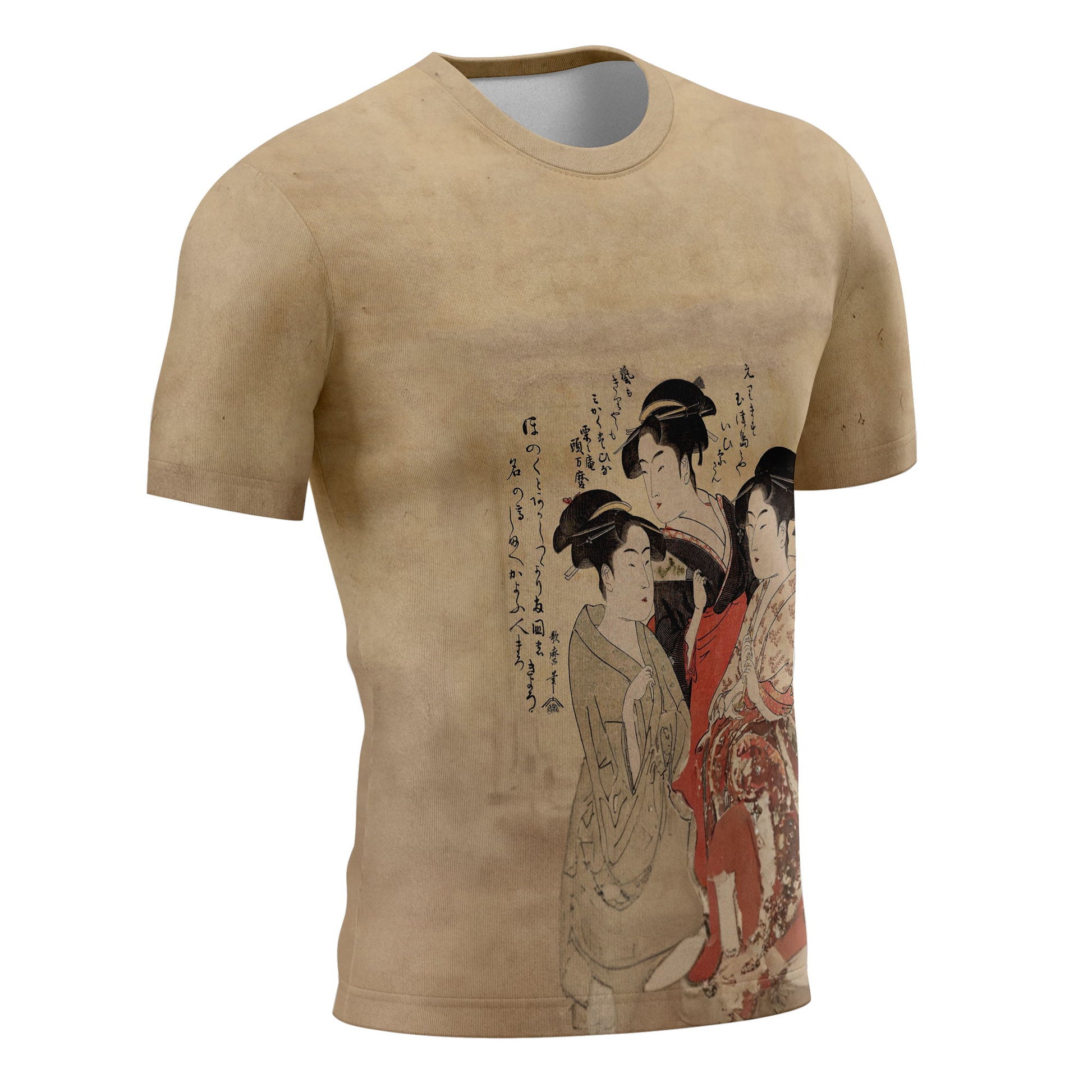 personalized custom printed t shirts ukiyo-e kitagawa utamaro's three beauties of the present day short sleeve tee summer 6