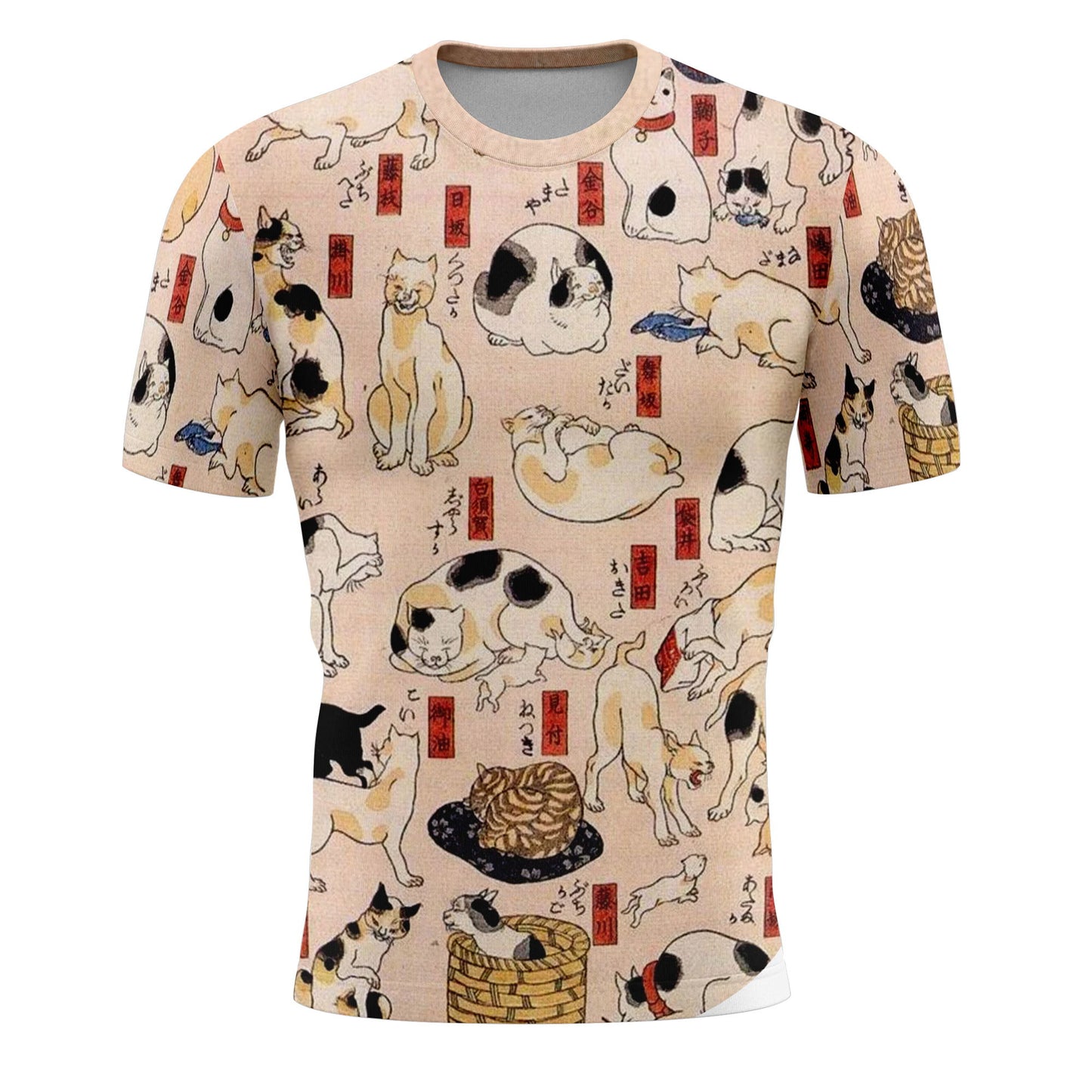 personalized custom printed t-shirts ukiyo-e kuniyoshi utagawa's cats suggested as the fifty three stations of the tokaido short sleeve tee summer 4