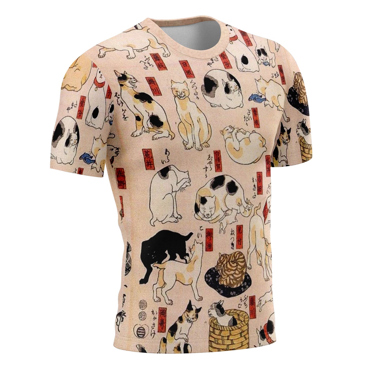 personalized custom printed t-shirts ukiyo-e kuniyoshi utagawa's cats suggested as the fifty three stations of the tokaido short sleeve tee summer 6