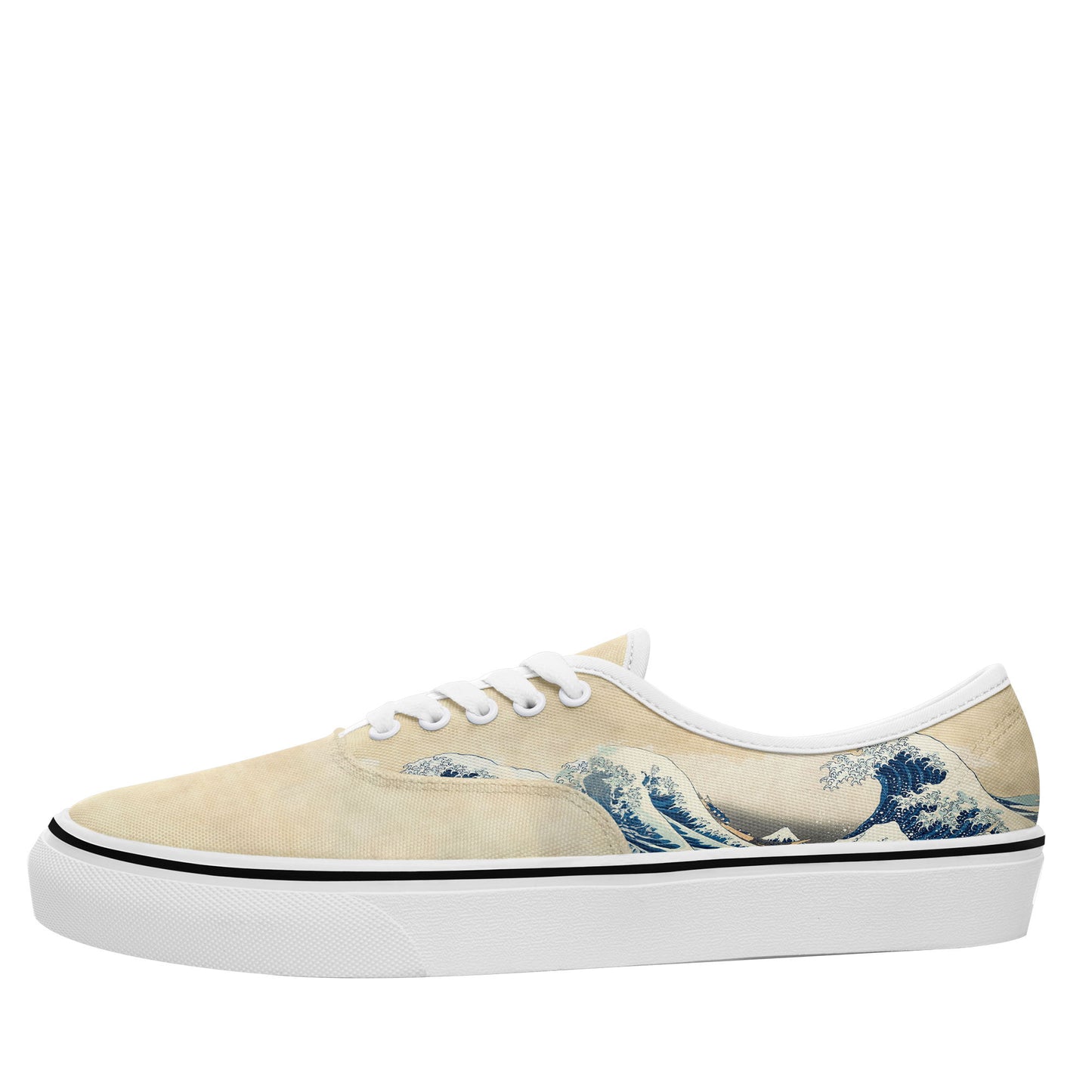 personalized customization print on demand casual shoes 7213 japanese retro art style ukiyo-e katsushika hokusai's the great wave off kanagawa Sneakers white soles 2