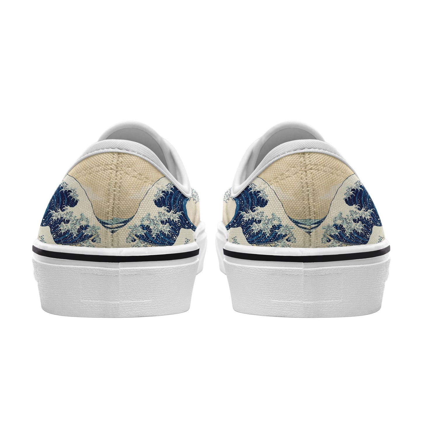 personalized customization print on demand casual shoes 7213 japanese retro art style ukiyo-e katsushika hokusai's the great wave off kanagawa Sneakers white soles 5