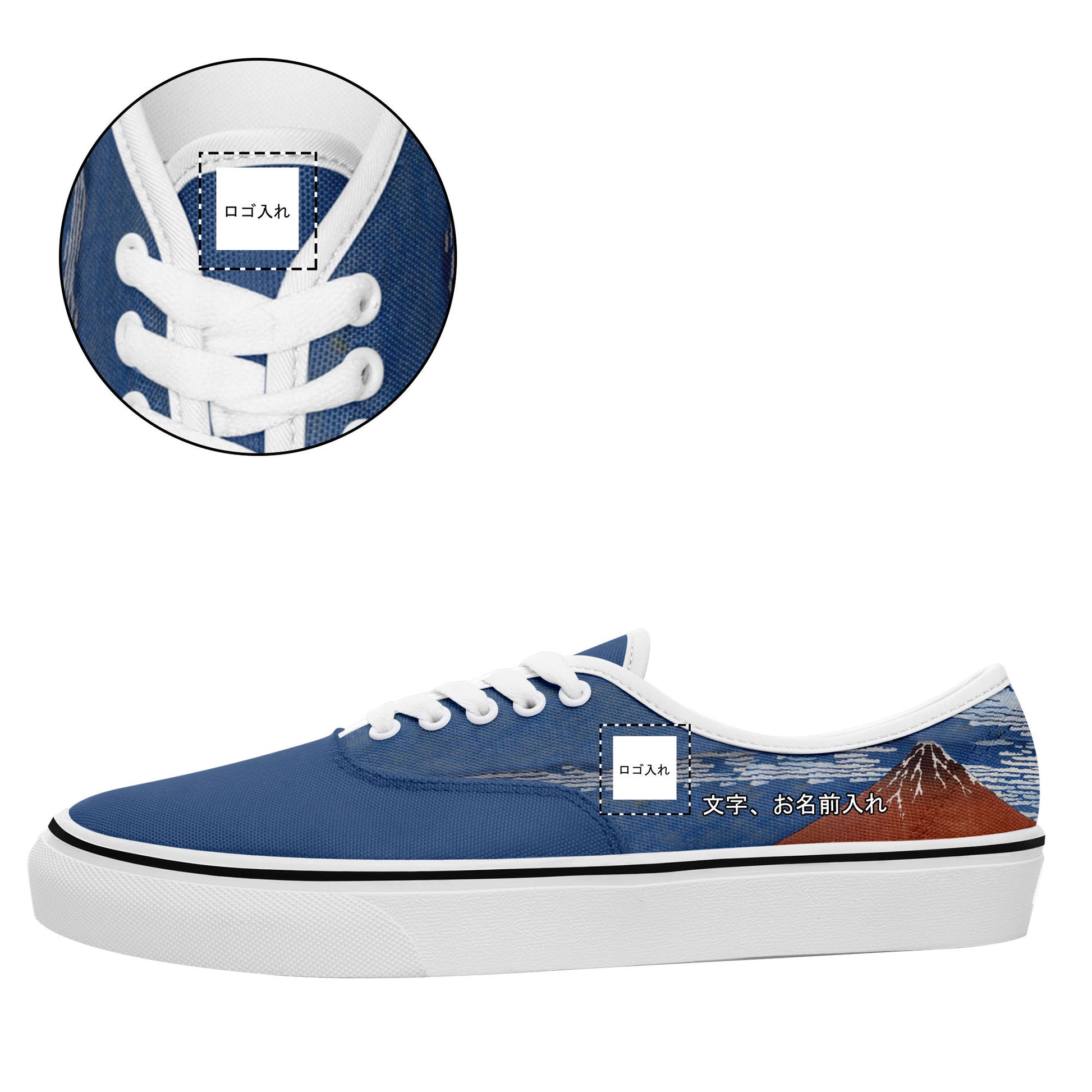 personalized customization print on demand casual shoes 7213 japanese retro art style ukiyo-e red fuji by hokusai sneakers white soles custom logo brand name custom logo brand name