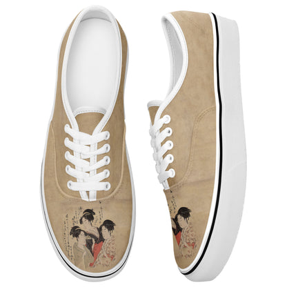 personalized customization print on demand casual shoes 7213 japanese retro style ukiyo-e three beauties of the present day gray sneakers white soles 4