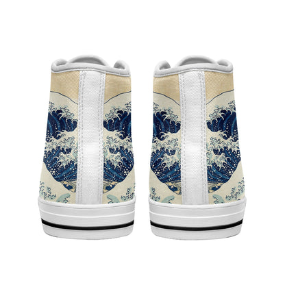 custom printed on demand high casual shoes 7218 japanese ukiyo-e katsushika hokusai's the great wave off kanagawa sneakers 5
