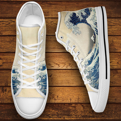 custom printed on demand high casual shoes 7218 japanese ukiyo-e katsushika hokusai's the great wave off kanagawa sneakers 6