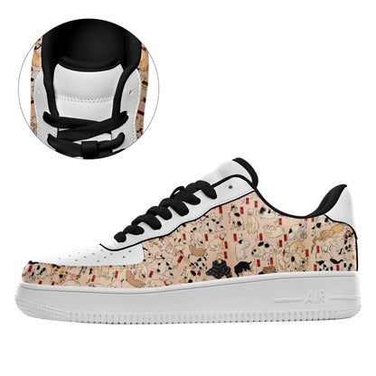 customize printed airforce casual shoes with retro art ukiyo-e kuniyoshi utagawa's cats suggested as the fifty three stations of the tokaido sneakers black shoelaces