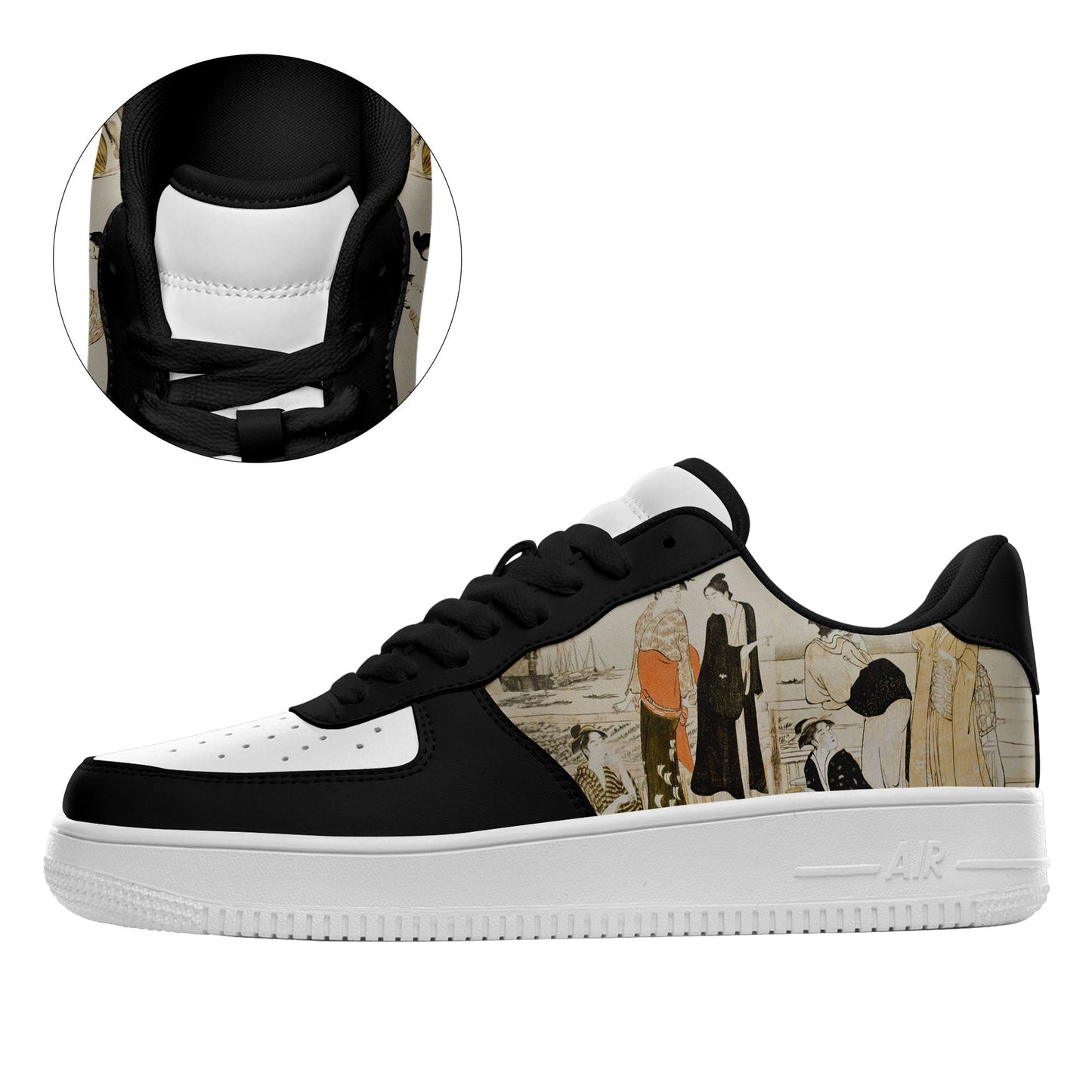 customize printed airforce sneakers with retro art ukiyoe matchmaking by president kiyonaga torii casual shoes black shoelaces