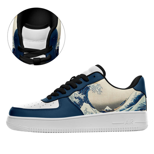personalized design print on demand airforce causual shoes japanese retro art style ukiyoe katsushika hokusai s the great wave off kanagawa Sneakers black shoelaces