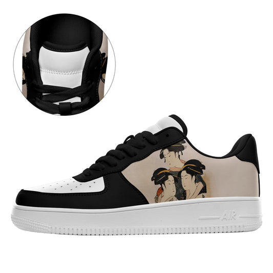 personalized design print on demand airforce sneakers japanese retro art style ukiyoe three beauties of the present day gray casual shoes black shoelaces