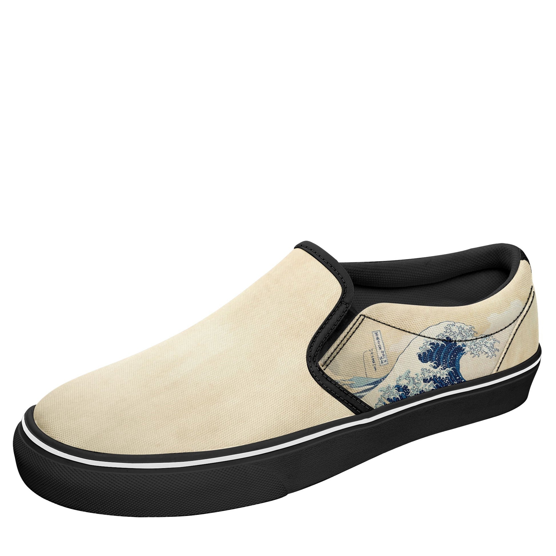 pod ukiyoe sneakers 7216 personalized printed katsushika hokusai s the great wave off kanagawa casual shoes black soles