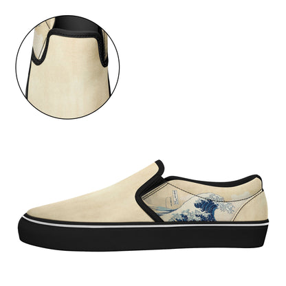 pod ukiyoe sneakers 7216 personalized printed katsushika hokusai s the great wave off kanagawa casual shoes black soles 7