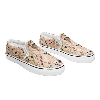 pod ukiyoe sneakers 7216 personalized printed kuniyoshi utagawa's cats suggested as the fifty three stations of the tokaido casual shoes white soles 4