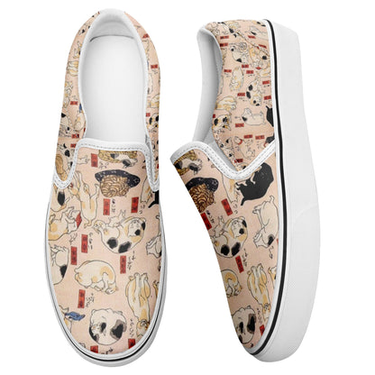 pod ukiyoe sneakers 7216 personalized printed kuniyoshi utagawa's cats suggested as the fifty three stations of the tokaido casual shoes white soles 5