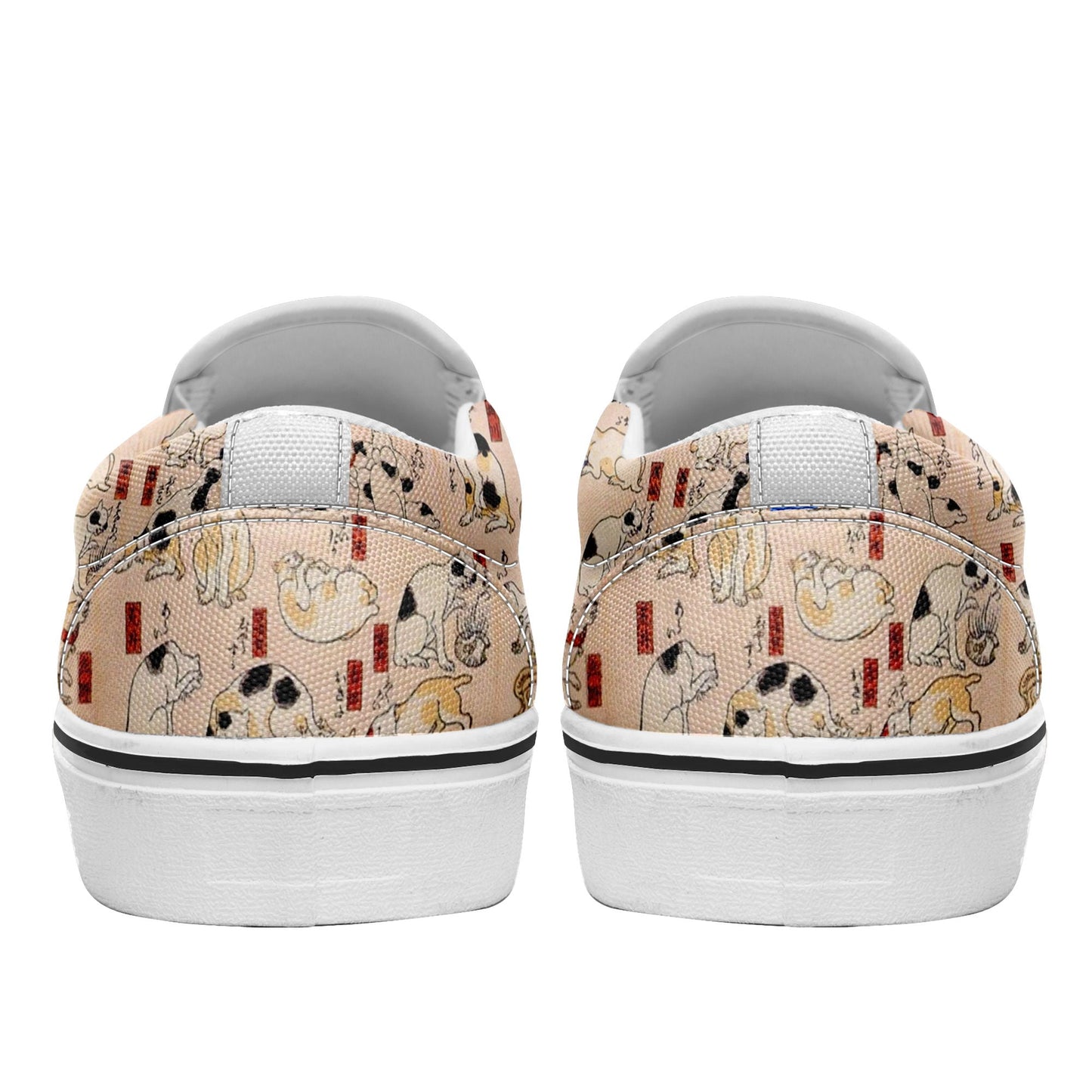 pod ukiyoe sneakers 7216 personalized printed kuniyoshi utagawa's cats suggested as the fifty three stations of the tokaido casual shoes white soles 6