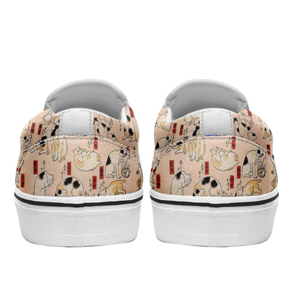 pod ukiyoe sneakers 7216 personalized printed kuniyoshi utagawa's cats suggested as the fifty three stations of the tokaido casual shoes white soles 6
